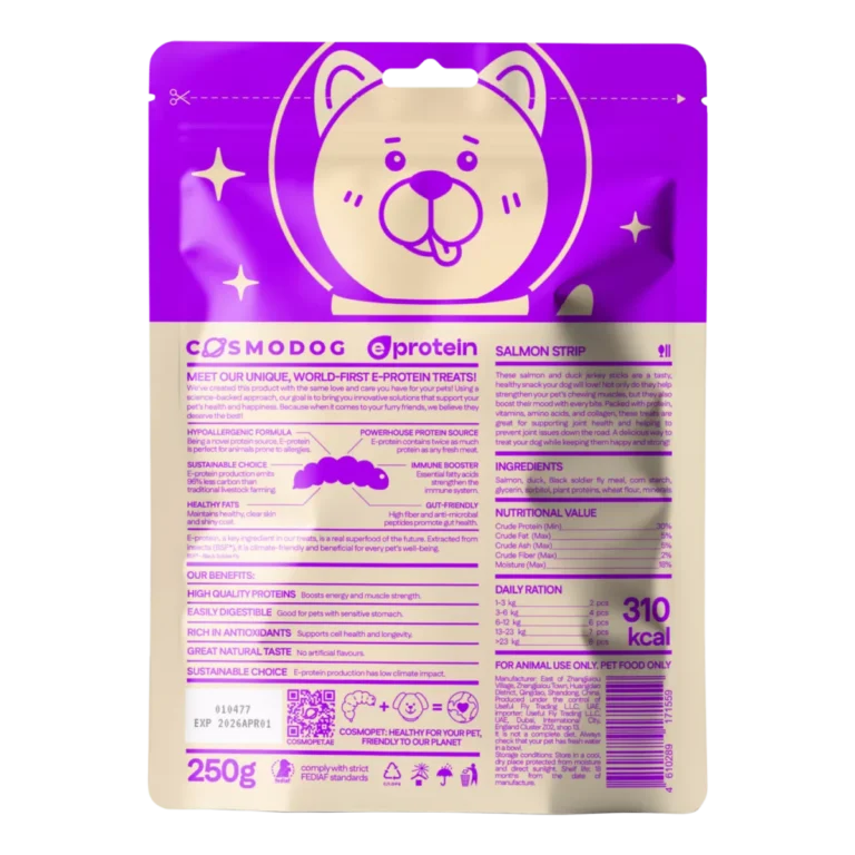 Dog Treats With Salmon Strip, 250g, E-Protein, Hypoallergenic