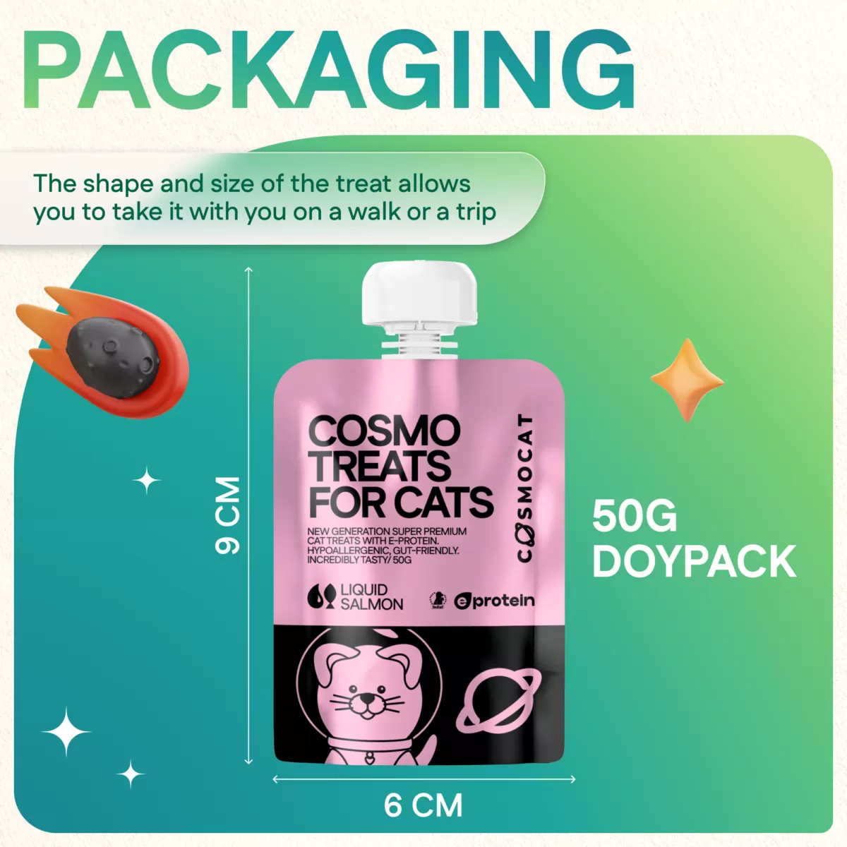 Cat Treats With Salmon Cream, 50g, E-Protein, Hypoallergenic