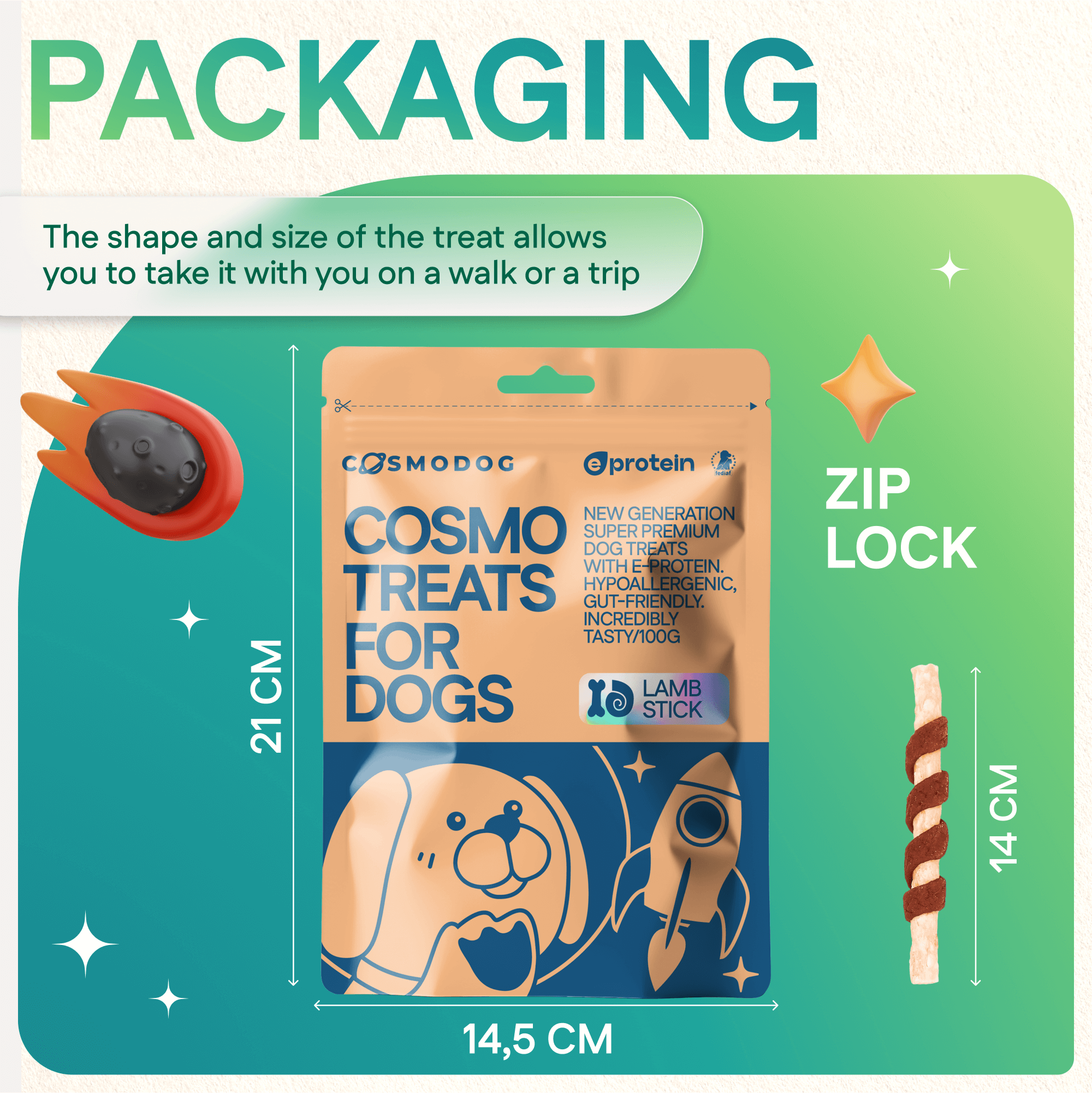 Dog Treats With Lamb Stick 100g, E-Protein, Hypoallergenic