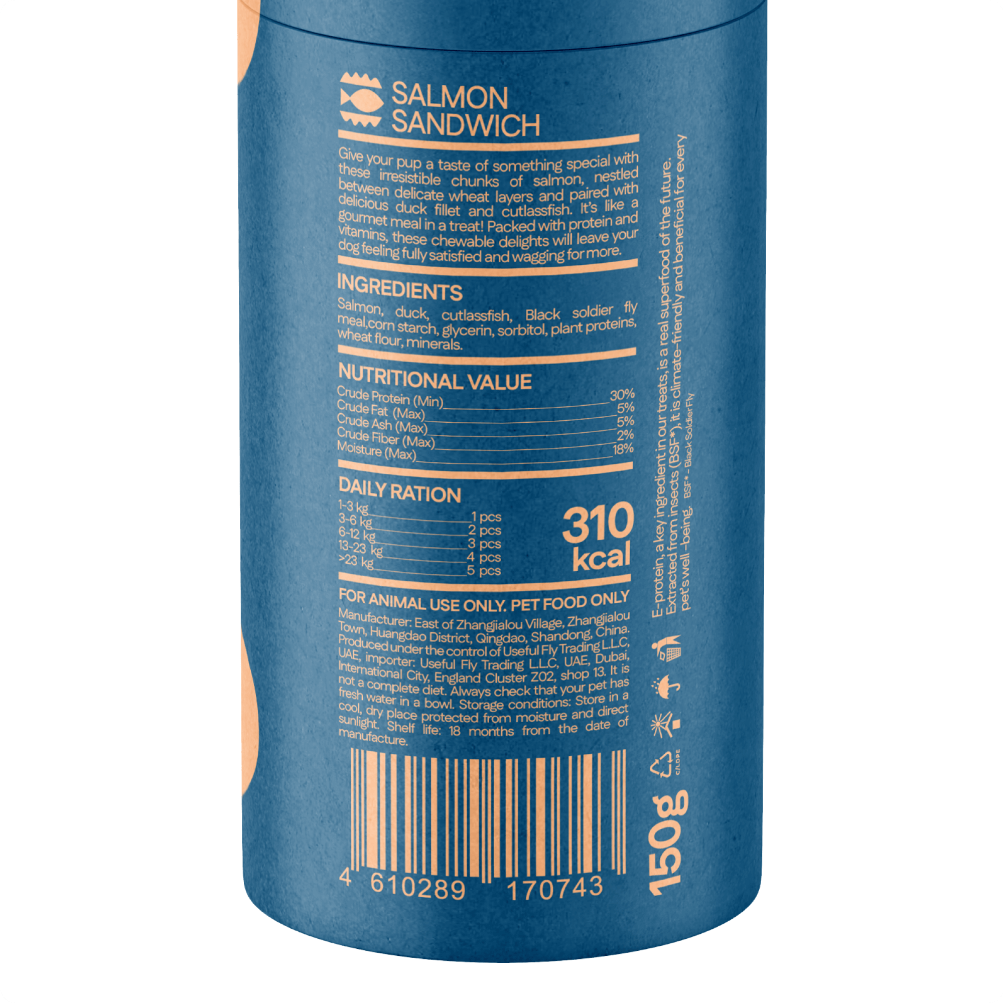 Dog Treats With Salmon Sandwich, 150g, E-Protein, Hypoallergenic