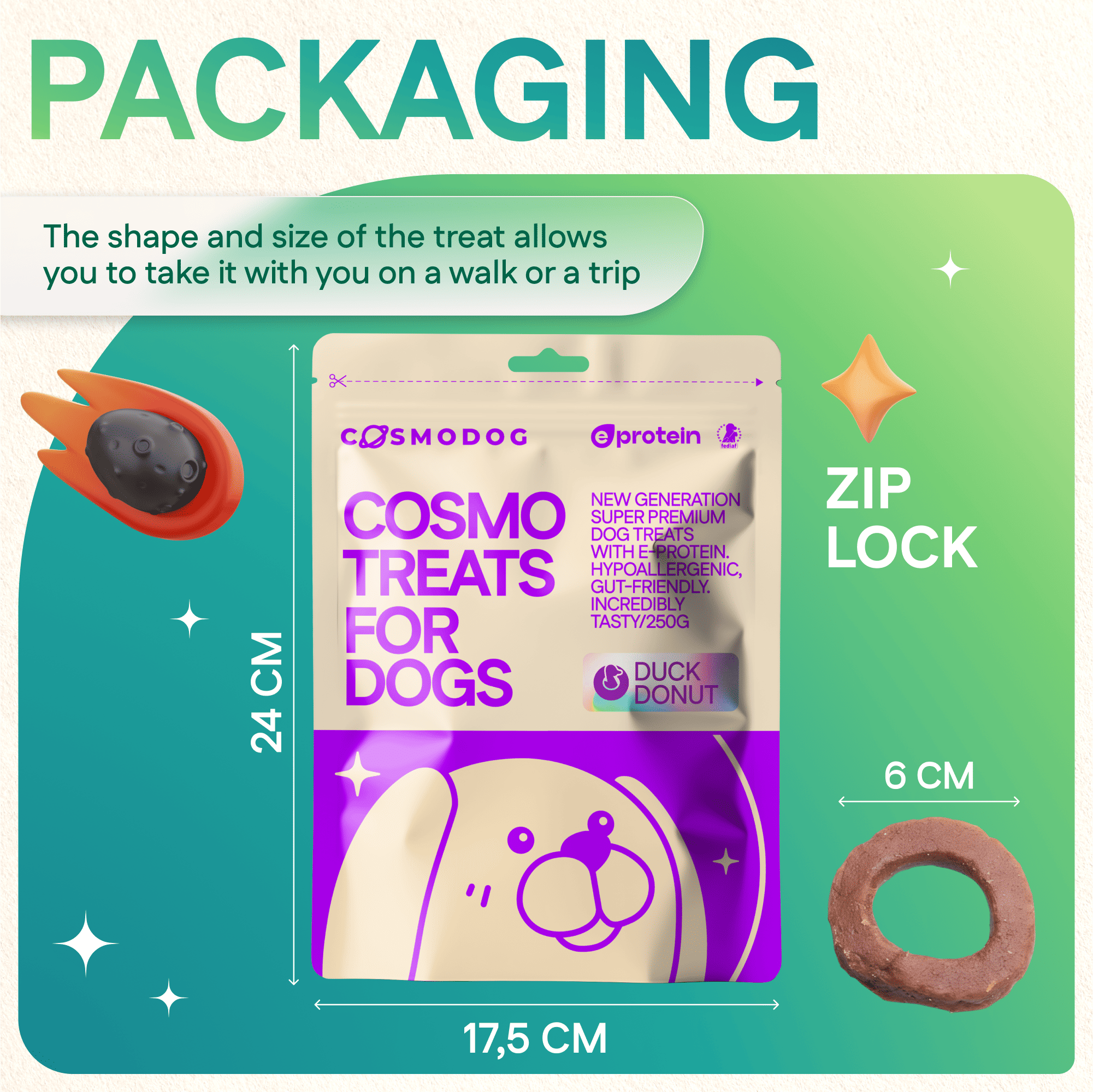 Dog Treats With Duck Donut, 250g, E-Protein, Hypoallergenic