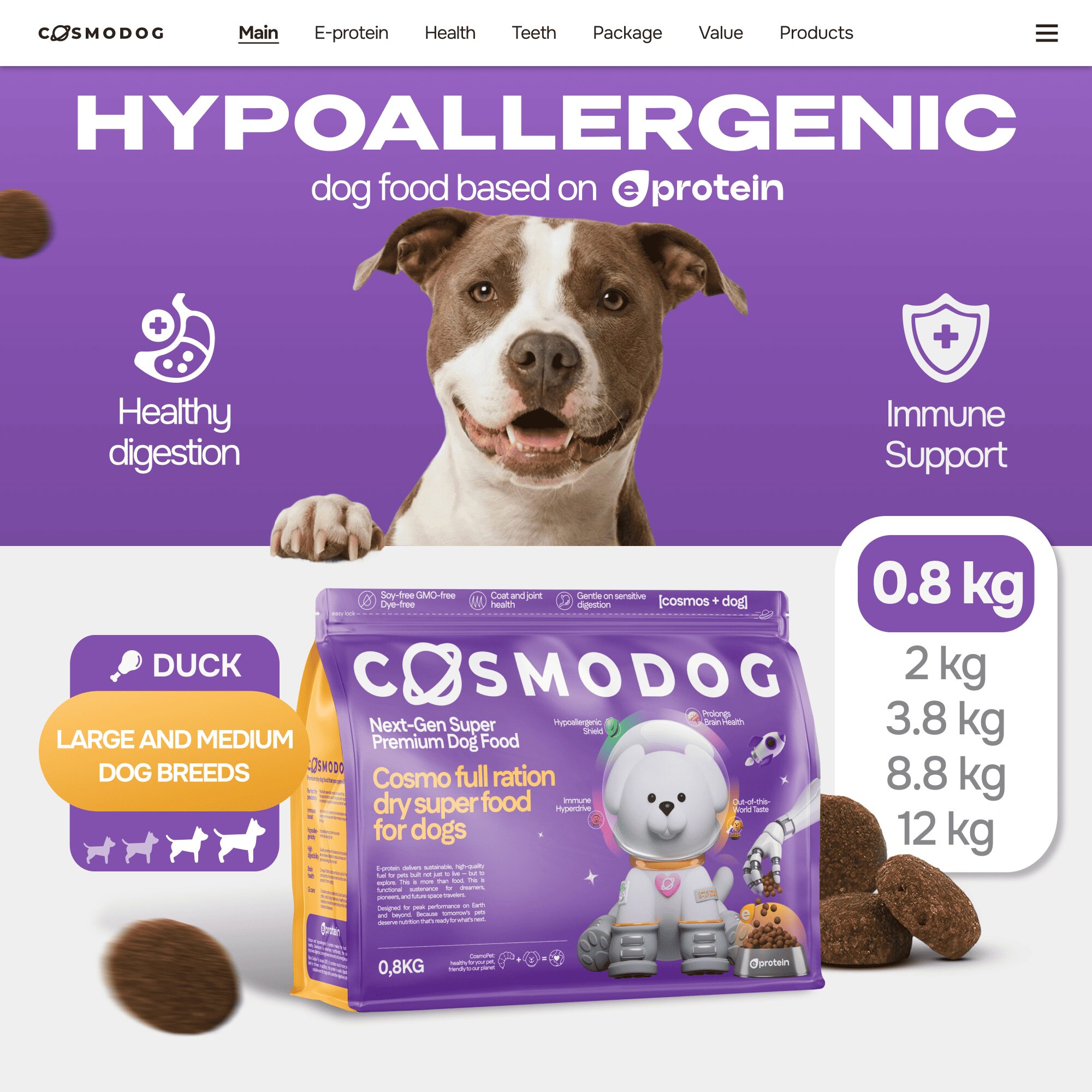 Cosmodog Dry Food Duck Regular Medium & Large breed 0.8 KG