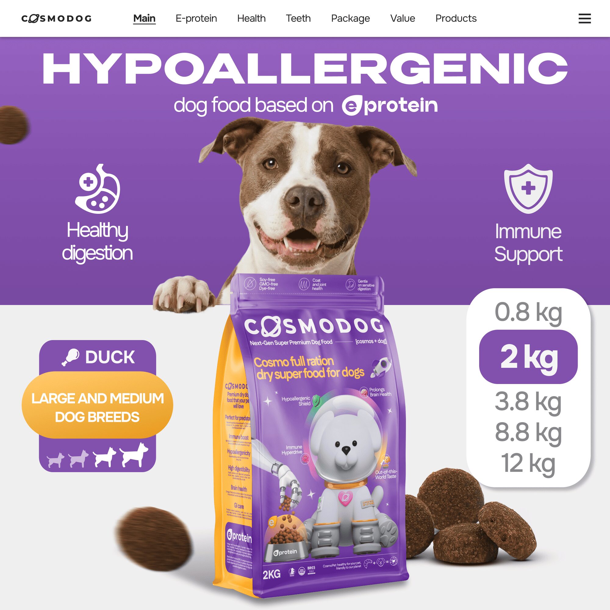 Cosmodog Dry Food Duck Regular Medium & Large breed 2 KG