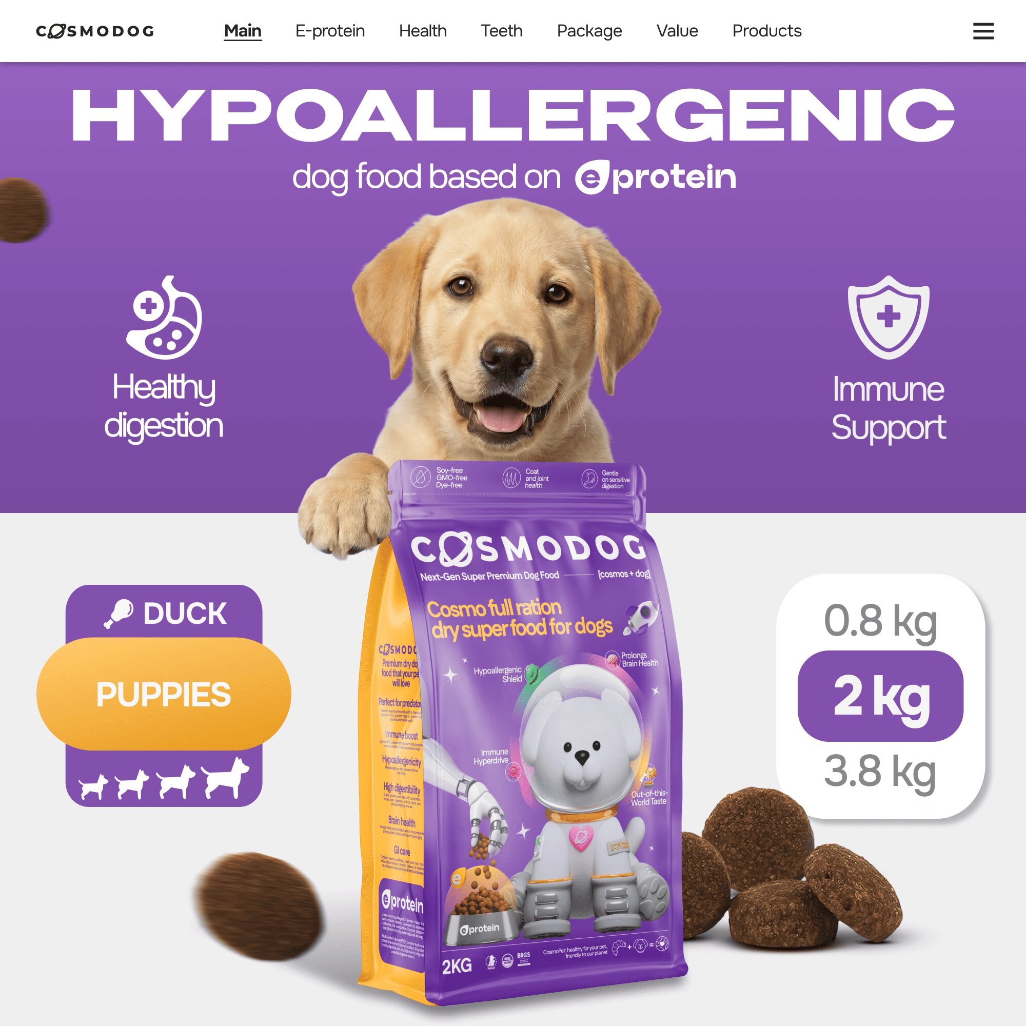 Cosmodog Dry Food Duck Regular Puppies 2 KG